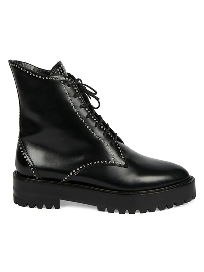 Shop Alaïa Grommet Leather Combat Boots In Noir