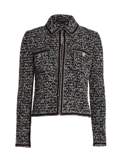 Shop St John Kaleidoscope Wool-blend Tweed Jacket In Caviar Multi