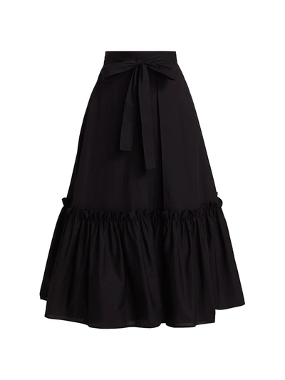 Shop Rosetta Getty Poplin A-line Midi Skirt In Black