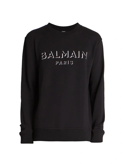 Shop Balmain Men's 3d Effect Logo Sweatshirt In Noir