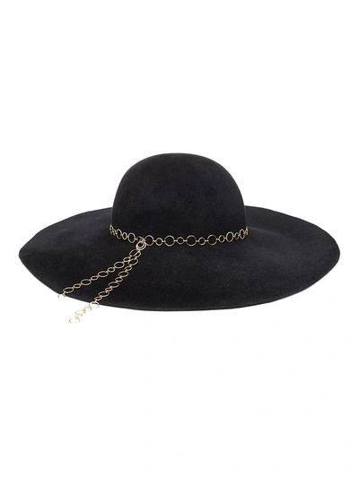 Shop Eugenia Kim Women's Bunny Chain-trimmed Wool Sun Hat In Black