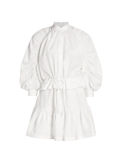 Shop Frame Ruched Sleeve Poplin Mini Dress In White