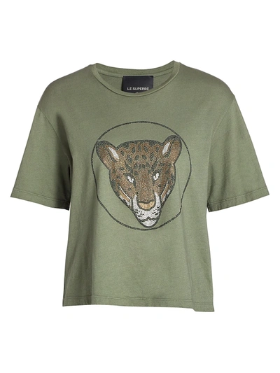 Shop Le Superbe Auro Leopard T-shirt In Washed Army