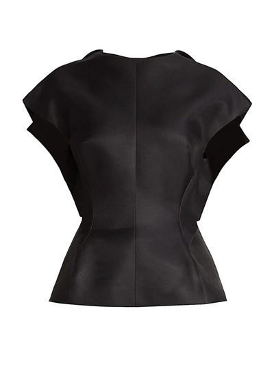 Shop Nina Ricci Silk-blend Cap-sleeve Top In Black