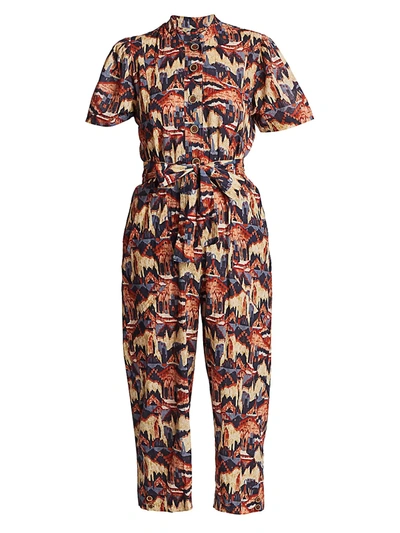 Shop Chufy Puff Short-sleeve Printed Jumpsuit In Urpi