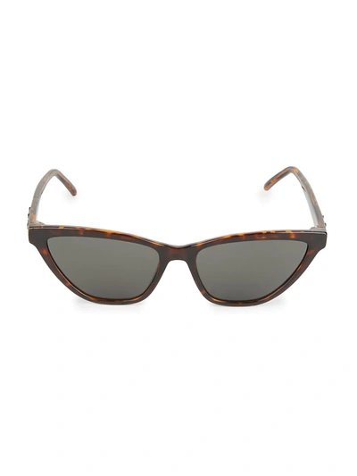 Shop Saint Laurent 56mm Polarized Narrow Cat Eye Sunglasses In Avana