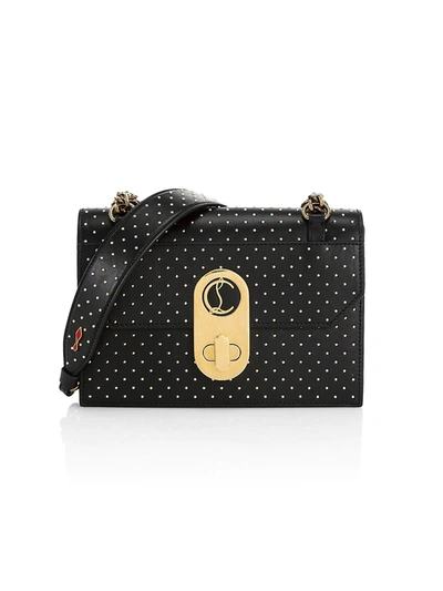 Shop Christian Louboutin Women's Small Elisa Studded Leather Shoulder Bag In Black Anticgold Anticgold
