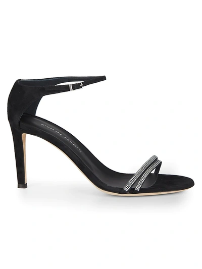 Shop Giuseppe Zanotti Women's Swarovski Crystal Ankle-strap Suede Sandals In Nero