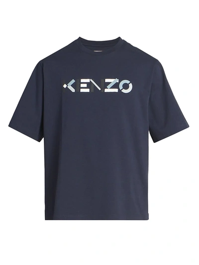 Shop Kenzo Logo Print T-shirt In Navy Blue