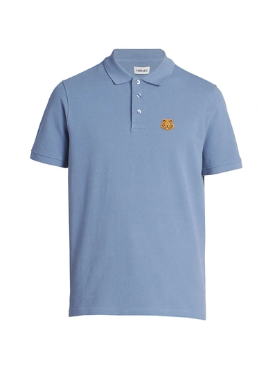 Shop Kenzo Men's Tiger Crest Polo In Blue