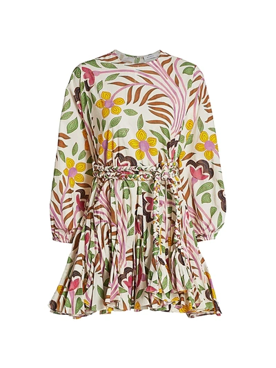 Shop Rhode Ella Floral Belted Cotton Dress In Thread Embroidery