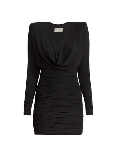 Shop Alexandre Vauthier Women's Long Sleeve Cowlneck Mini Dress In Black