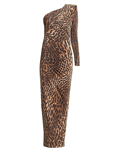 Shop Alexandre Vauthier Women's One-shoulder Leopard Gown In Natural