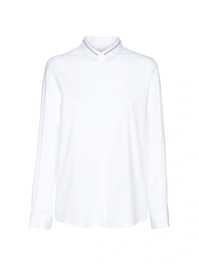 Shop Fabiana Filippi Women's Embellished Collar Poplin Blouse In White