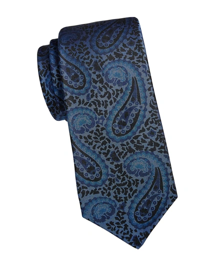 Shop Kiton Paisley Silk Tie In Blue
