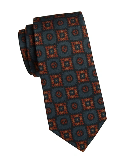 Shop Kiton Men's Square Silk Tie In Orange