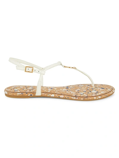 Shop Tory Burch Women's Emmy Leather Thong Sandals In New Ivory