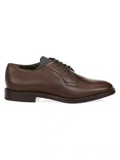 Shop Brunello Cucinelli Lace-up Leather Oxfords In Fondente