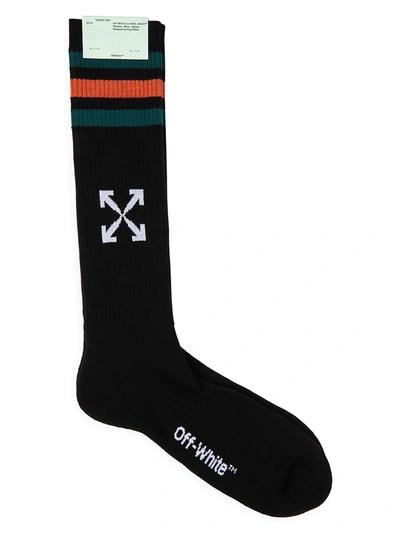 Shop Off-white Extra-long Logo Sport Socks In Black White