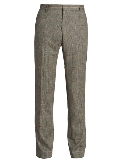 Shop Dries Van Noten Men's Patrini Prince Of Wale Check Wool-blend Trousers In Brown