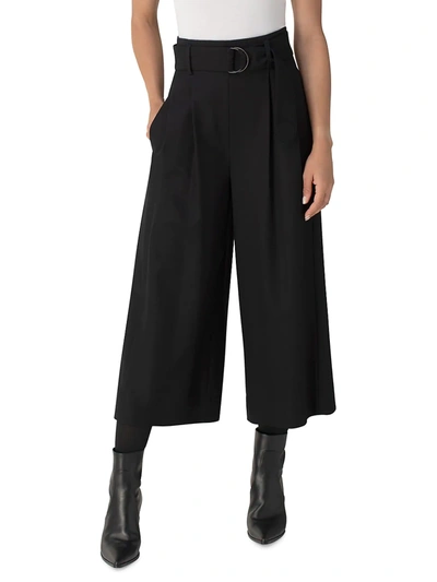 Shop Akris Punto Fiorella Flannel Wool Belted Wide-leg Trousers In Black