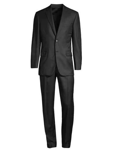 Shop Brioni Men's Classic Wool Suit In Black