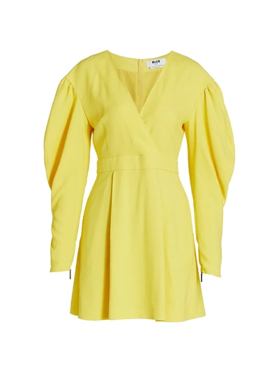 Shop Msgm Women's Long Puff Sleeve Dress In Yellow