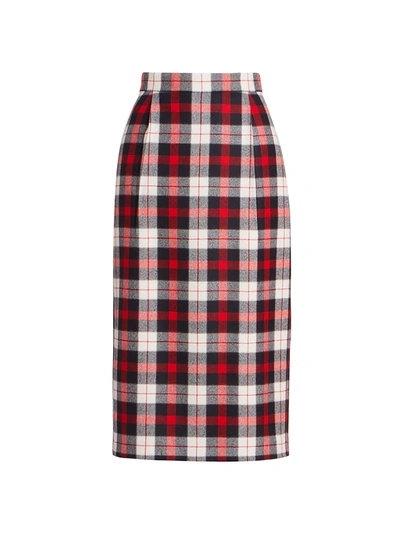 Shop Thom Browne Women's Super High Waist Tartan Check Pencil Skirt In Red White Blue