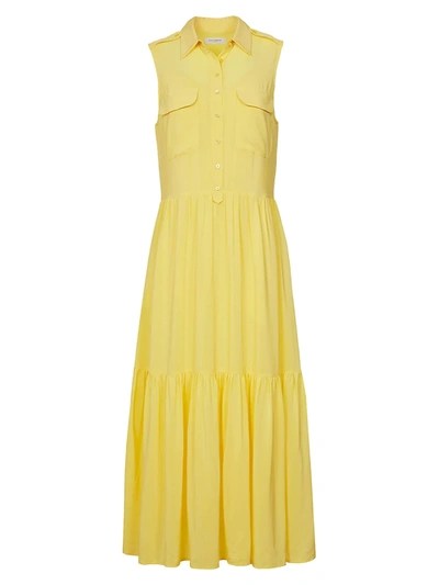 Shop Equipment Women's Allix Silk Sleeveless Shirtdress In Yellow Cream