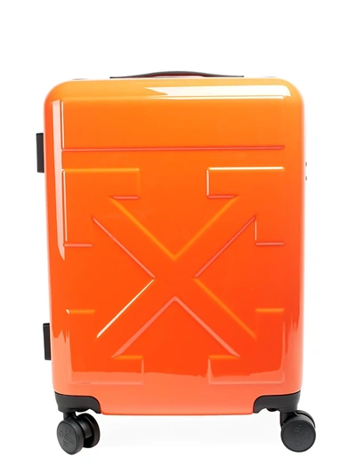 Shop Off-white Men's Arrow Trolley Suitcase In Orange