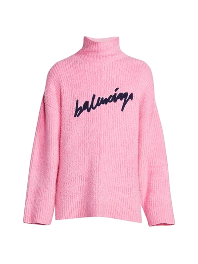 Shop Balenciaga Logo Turtleneck In Pink