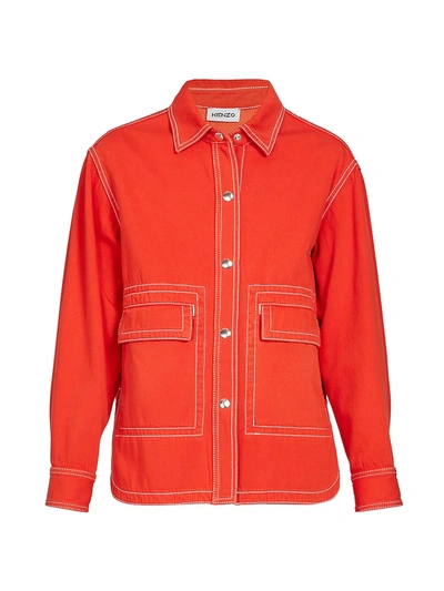 Shop Kenzo Military Shirt Jacket In Medium Orange