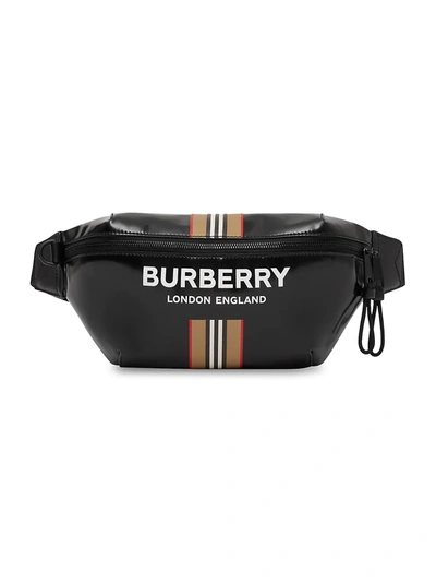 Shop Burberry Sonny Logo Leather Belt Bag In Black