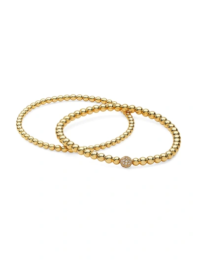 Shop Adriana Orsini Women's 2-piece 18k Yellow Goldplated Sterling Silver Stretch Beaded Bracelets