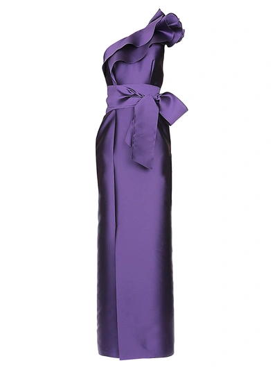 Shop Alberta Ferretti Mikado Asymmetrical Gown In Violet
