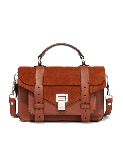 Shop Proenza Schouler Women's Tiny Ps1 Leather & Suede Satchel In Chocolate