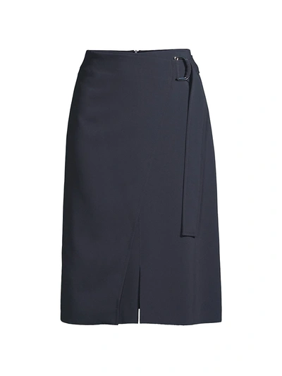 Shop Hugo Boss Vameneo Micro Twill A-line Skirt In Midnight