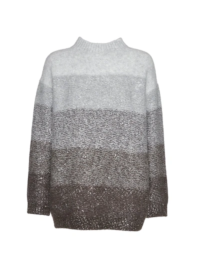 Shop Fabiana Filippi Women's Gradient Stripe Wool-blend Knit Turtleneck In Grey