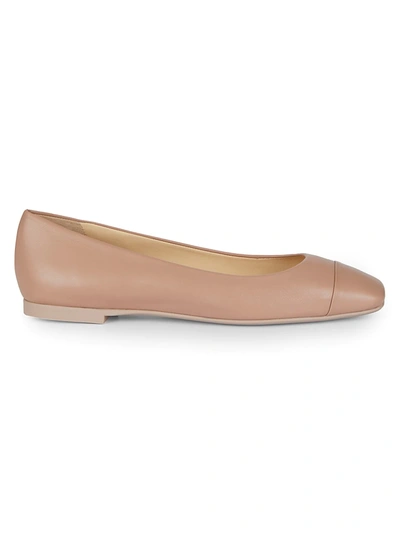 Shop Jimmy Choo Gloris Square-toe Leather Ballet Flats In Ballet Pink