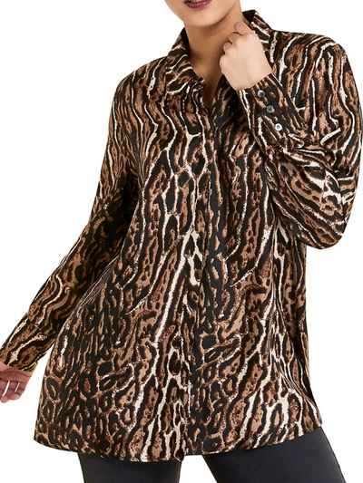 Shop Marina Rinaldi Women's Leopard Print Blouse In Black