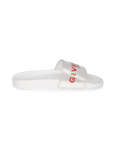 Shop Givenchy Women's Logo Pool Slides In White Red