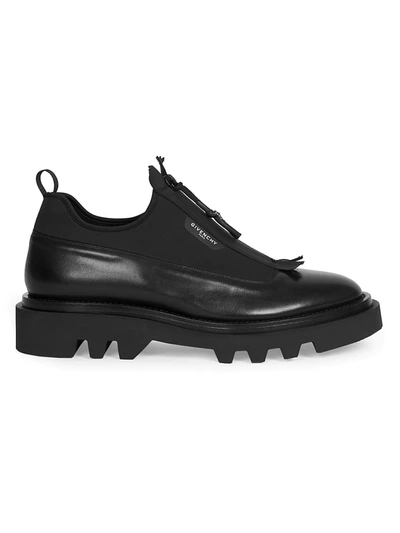 Shop Givenchy Combat Derby Leather Zip-up Shoes In Black