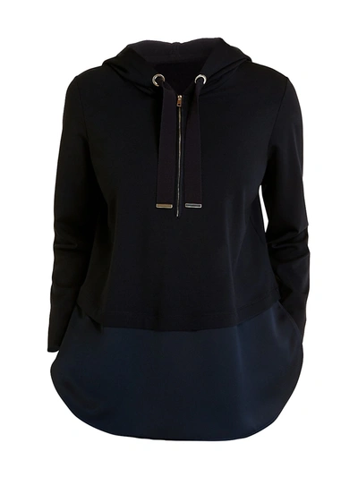 Shop Marina Rinaldi Women's Sport Obelisco Jersey Punto Hooded Sweatshirt In Navy Blue