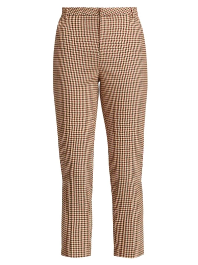 Shop L Agence Ludivine Plaid Cropped Trousers In Tan Burgundy