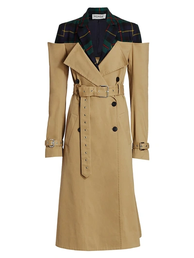 Shop Monse Women's Deconstructed Belted Trench Coat In Khaki Multi