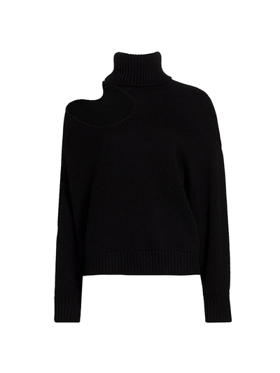 Shop Monse Neck Cutout Turtleneck Sweater In Black