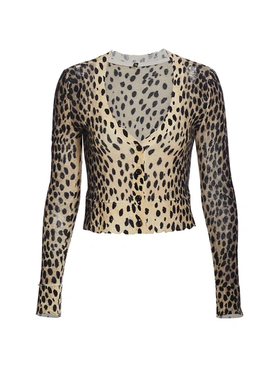 Shop R13 Cheetah Cropped Cardigan In Cheetah Print
