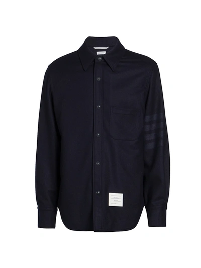 Shop Thom Browne Men's Snap-front Wool-cashmere Jacket In Navy