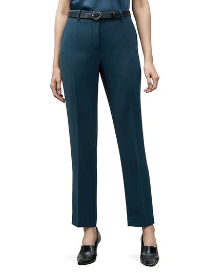 Shop Lafayette 148 Women's Clinton Pleated Ankle Pants In Mountain Blue