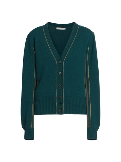 Shop Chloé Women's Cashmere V-neck Cardigan In Abyss Green
